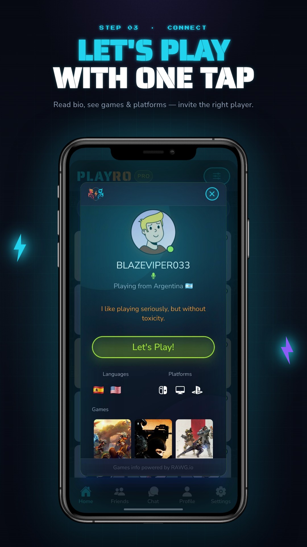 Let's play with one tap — player profile invite
